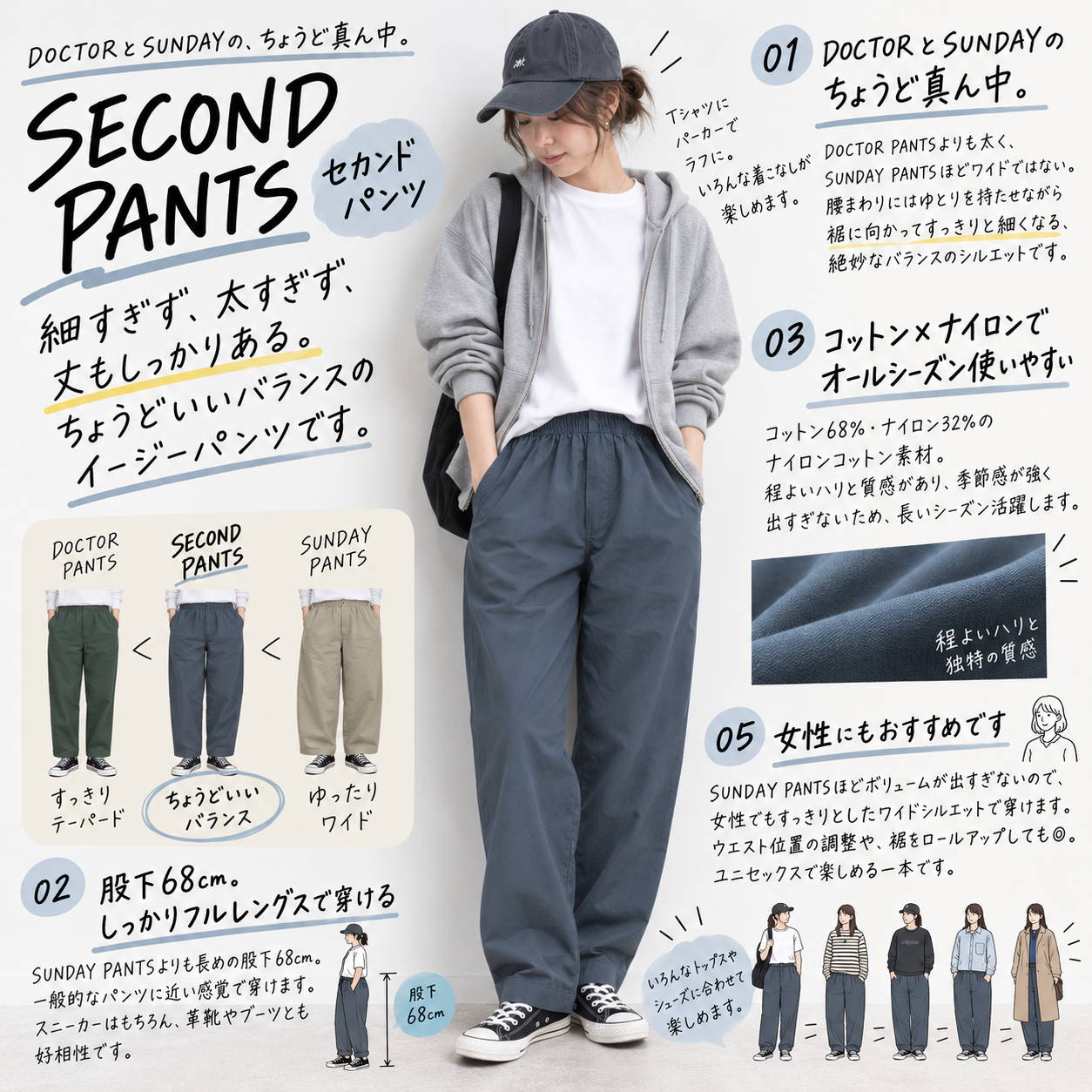 VOIRY SECOND PANTS 女性着用イメージ