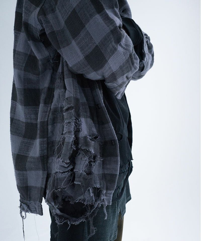 Varde77 バルデ77 傷だらけ ネルシャツ