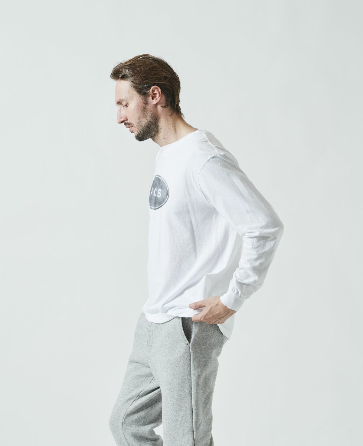 ACANTHUS アカンサス ダメージスプレーサークルロゴ 長袖Tシャツ CT2315