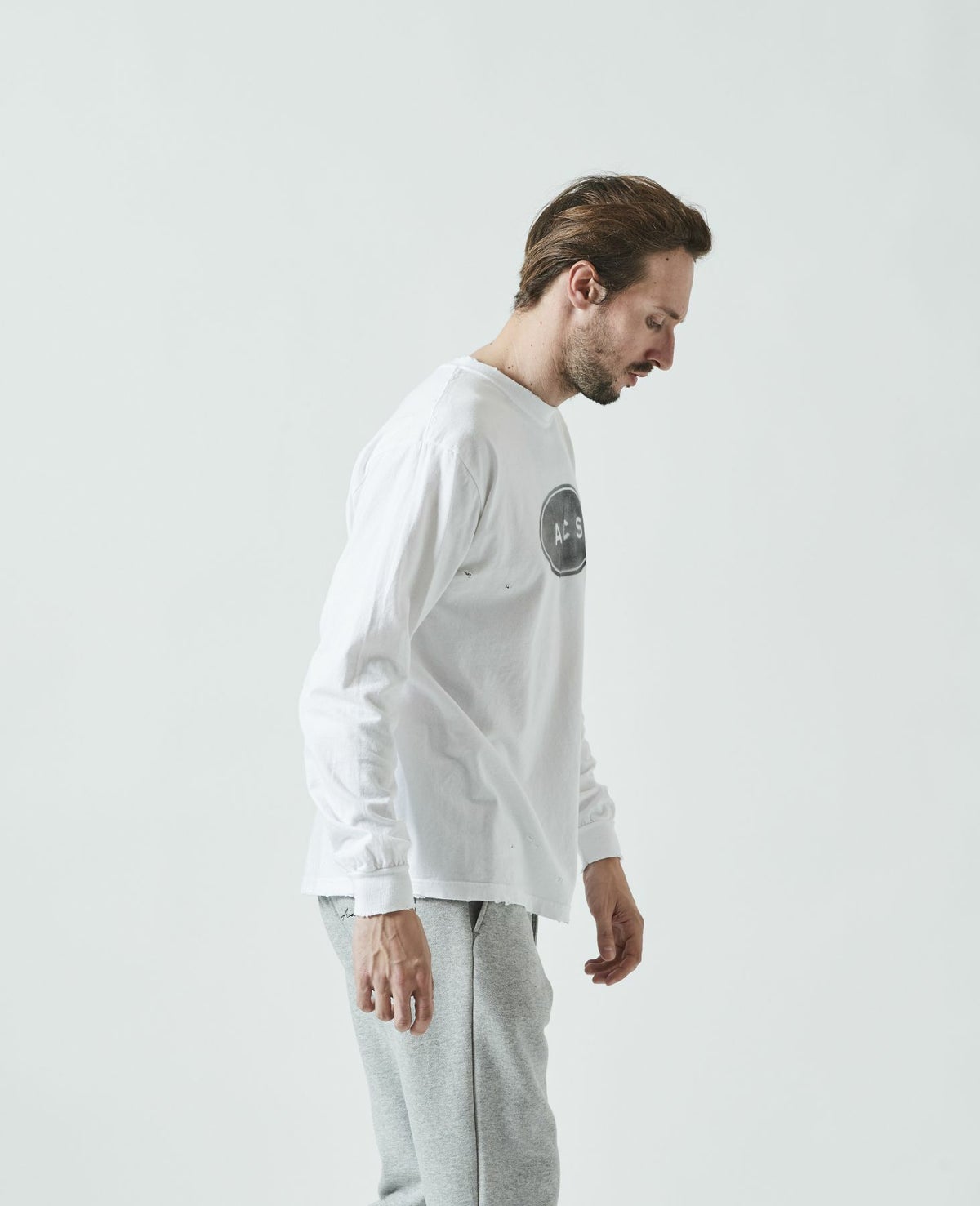 ACANTHUS アカンサス ダメージスプレーサークルロゴ 長袖Tシャツ CT2315