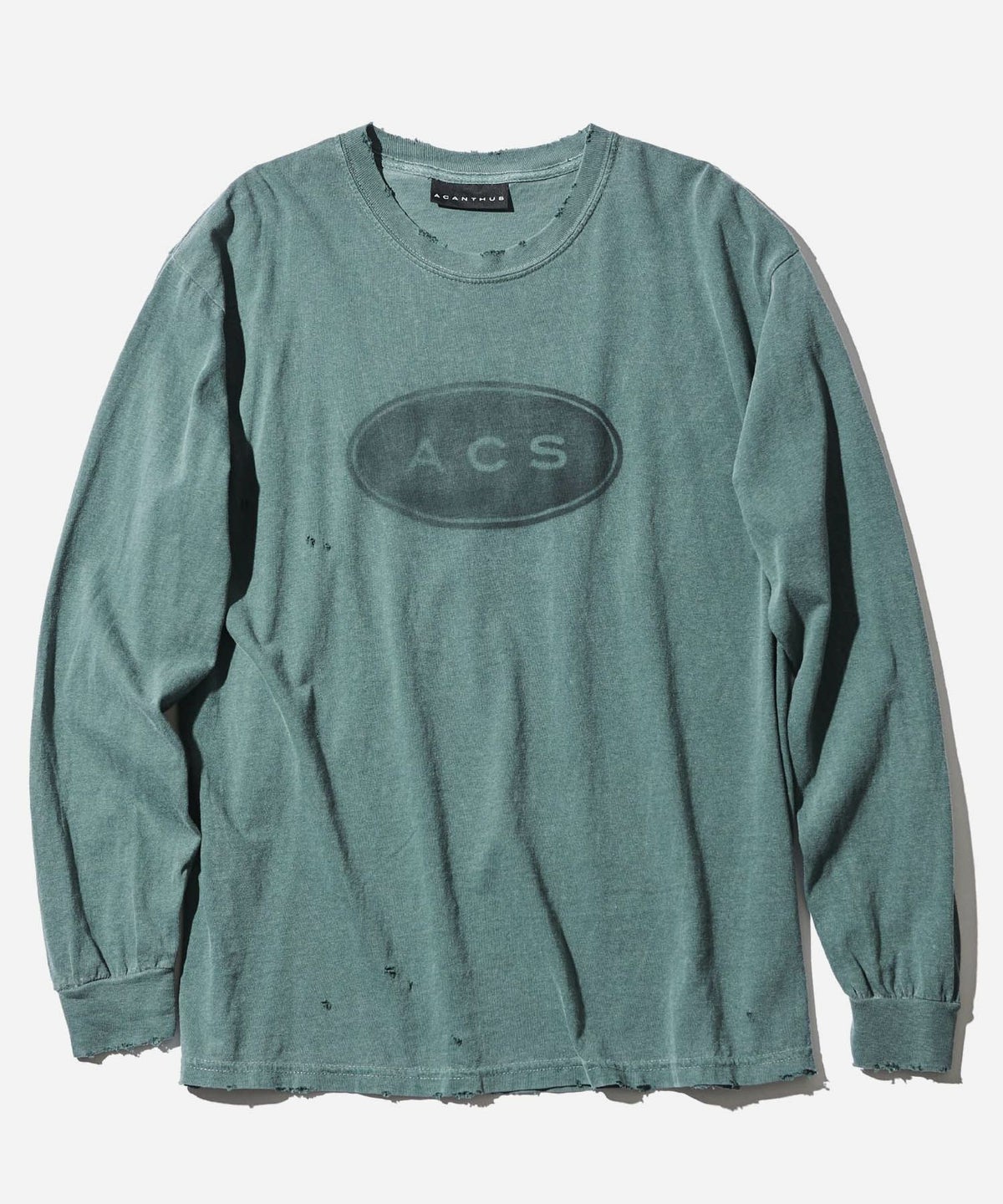 ACANTHUS アカンサス ダメージスプレーサークルロゴ 長袖Tシャツ CT2315