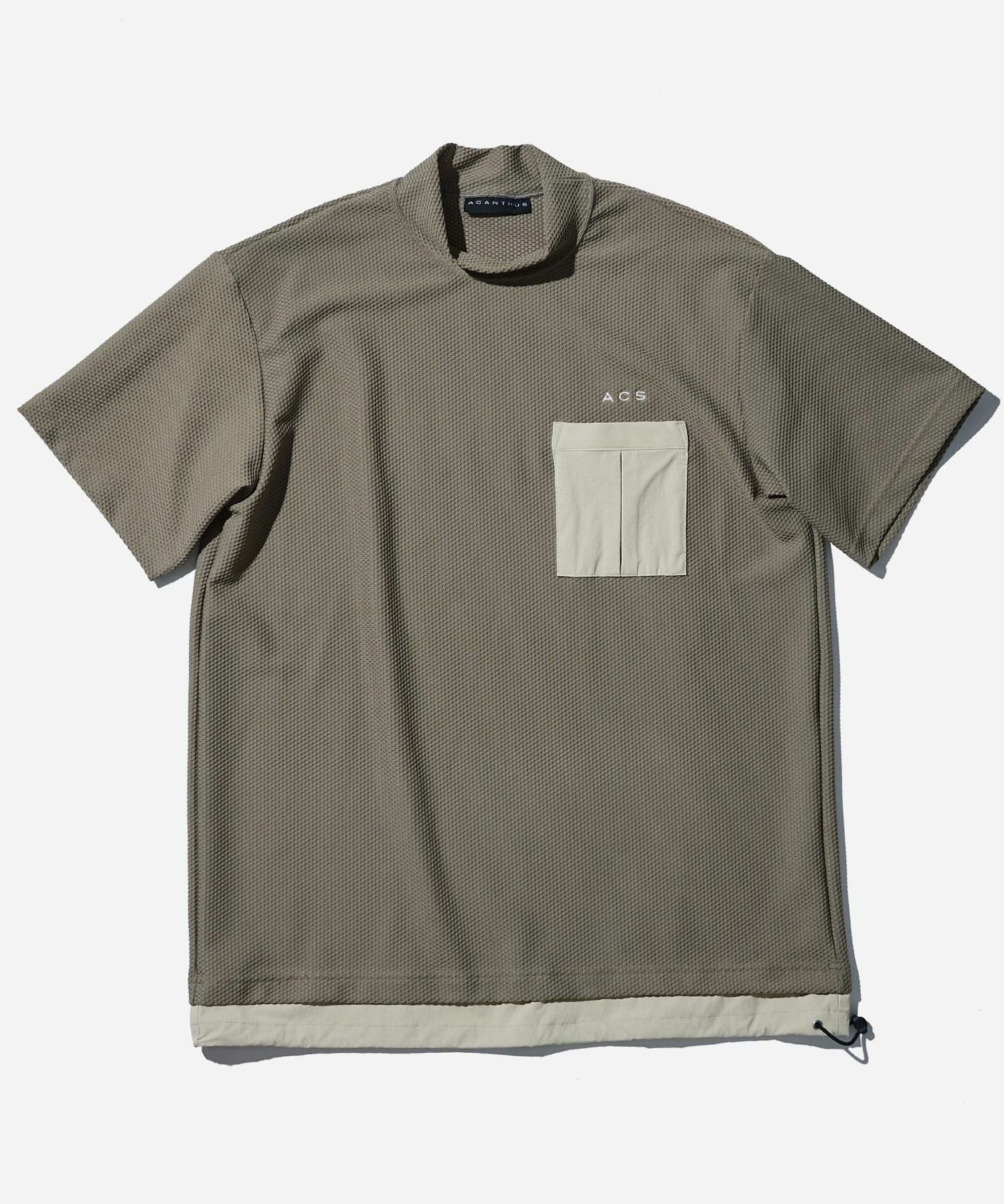 ACANTHUS カーキ メッシュ Tシャツ ポケット付き ACANTHUS メッシュモックネック Tシャツ MS2502 | VDS BIRDS EYE